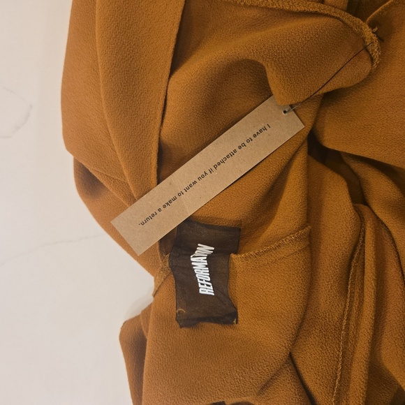 NWT REFORMATION Taurus Dress Sleeveless V Neck Plunge Tassled Toffee XS - Picture 8 of 9